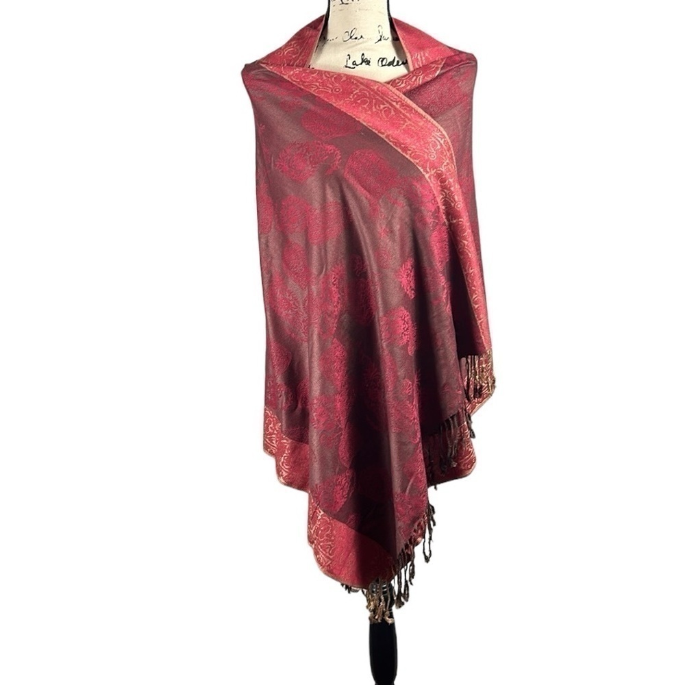 Pashmina Floral Print Fringed Scarf Wrap